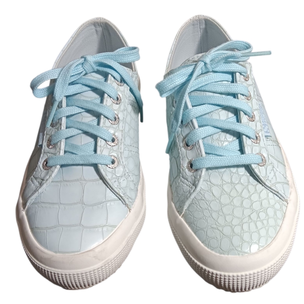 Superga Light Blue Textured Sneakers